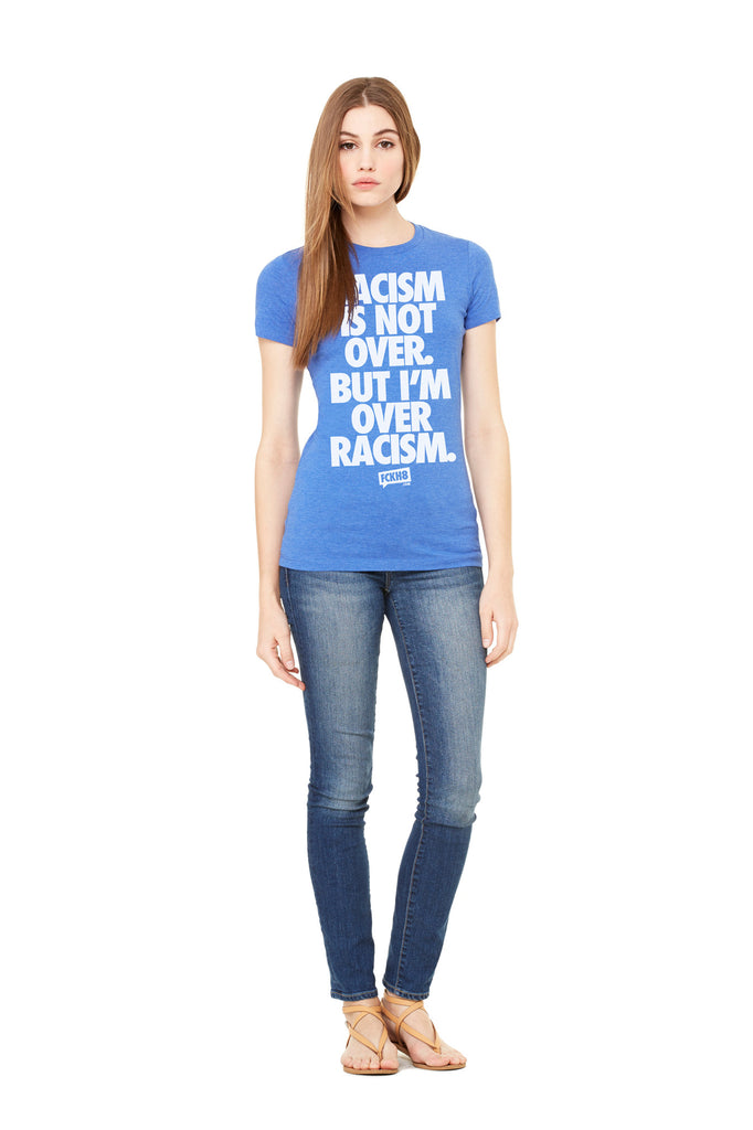 Blue Women's Fitted Vintage "Anti-Racism" Tee