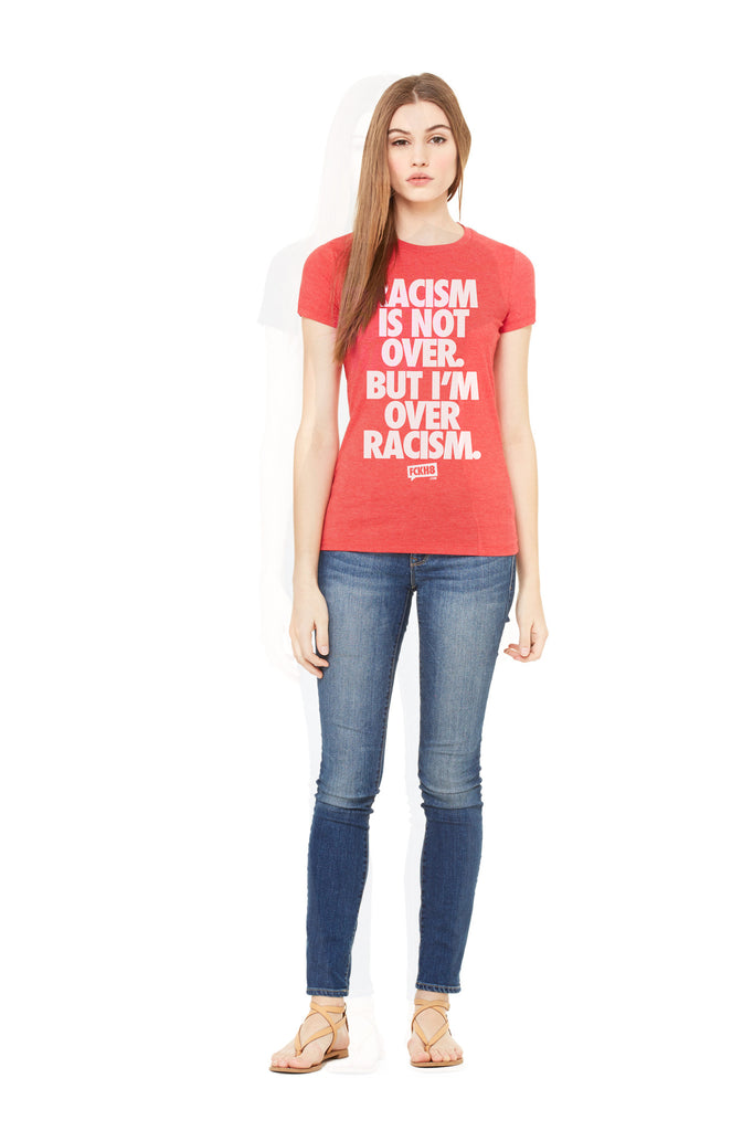 Red Women's Fitted Vintage "Anti-Racism" Tee